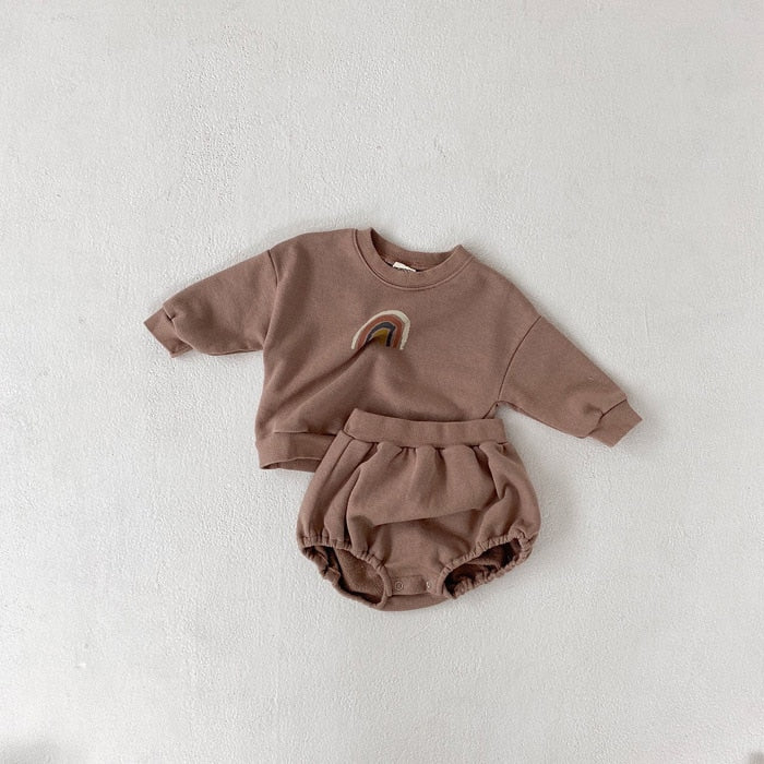 Rainbow Sweatshirt & Shorts Set