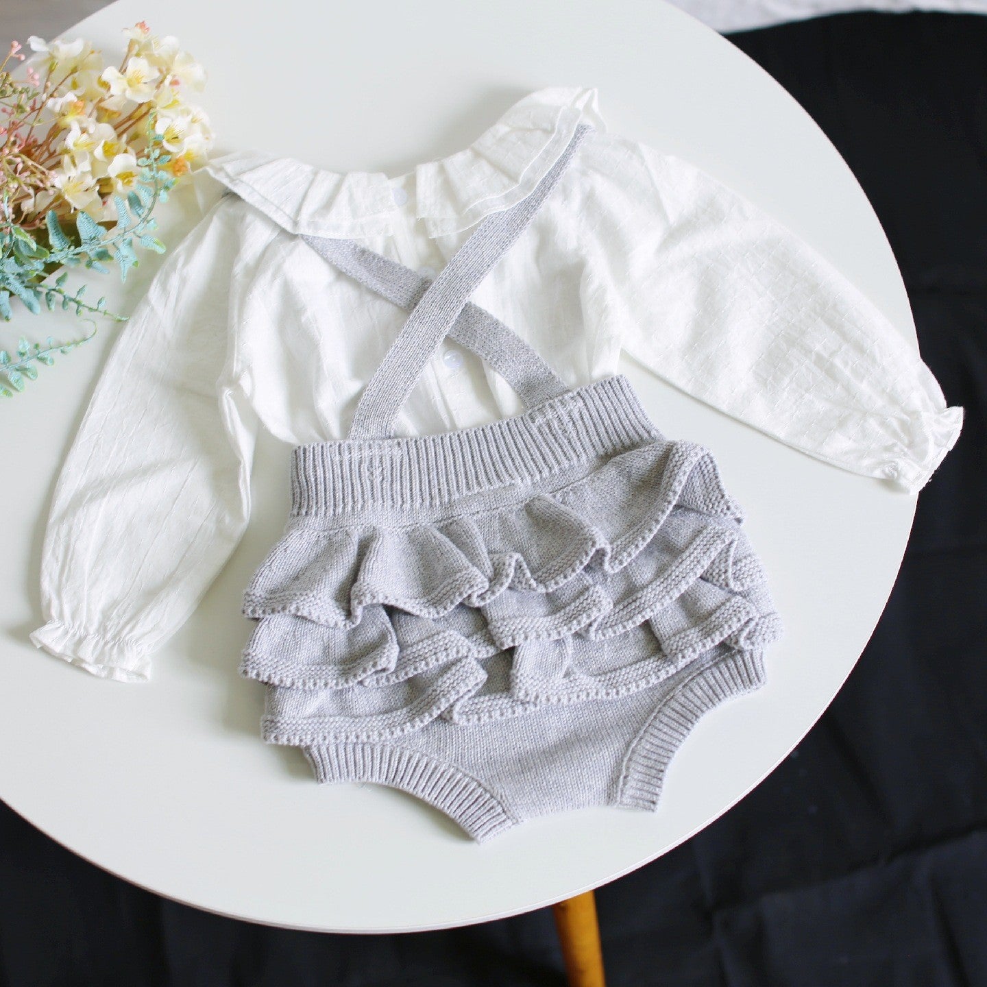 Sleeveless Knitted Ruffled Romper