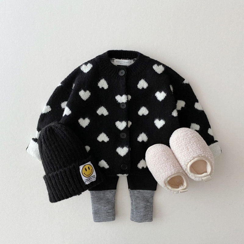 Thick Heart Print Cardigan