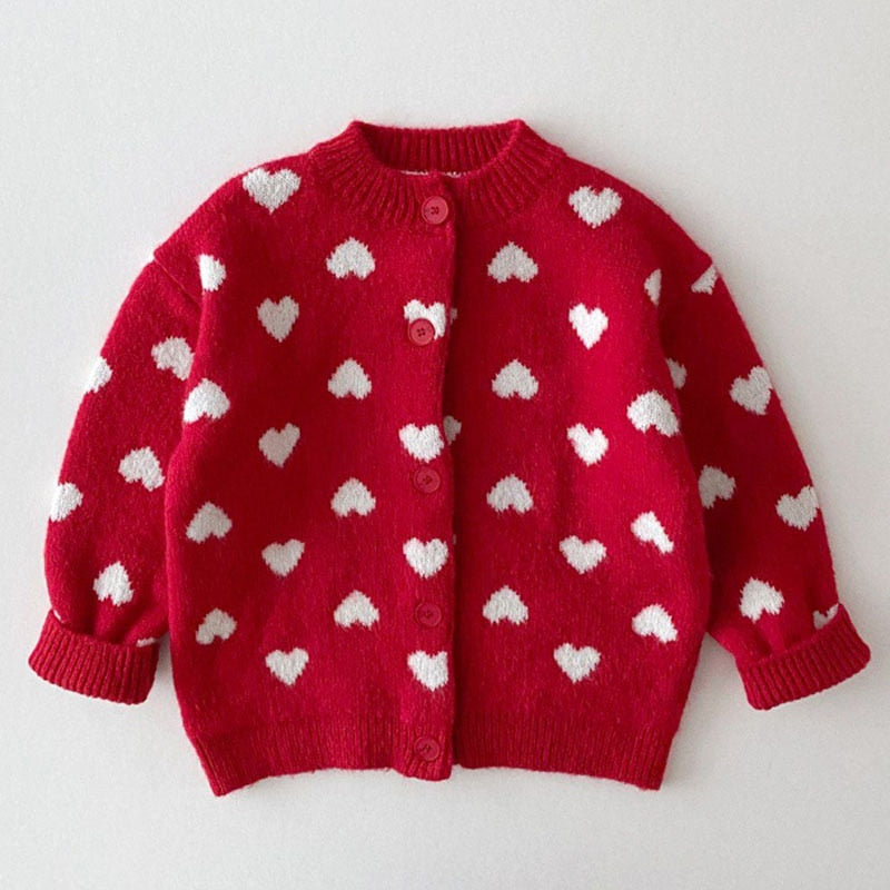 Thick Heart Print Cardigan