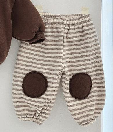 Bear Hooded Fleece Hoodie/Striped Patch Pants