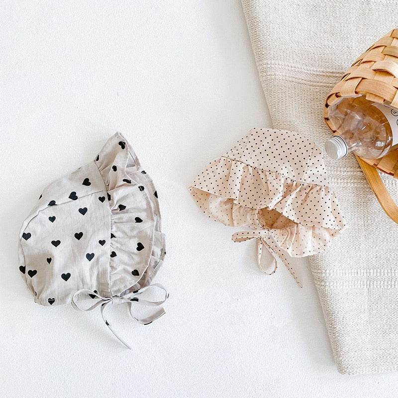 Heart Print Bodysuit & Hat Outfit