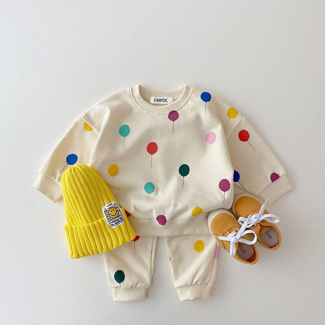 Polka Dot Long-Sleeved Jogger Set