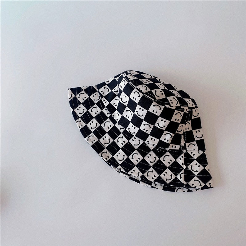 Checkered Smiley Face Bucket Hat