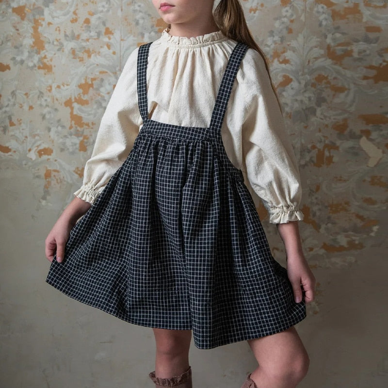 Vintage  Black Plaid Pinafore Dress