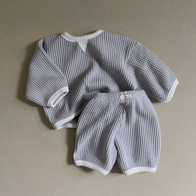 Casual Waffle Long-Sleeved Set