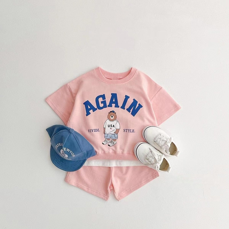 'AGAIN' Tee & Shorts Set