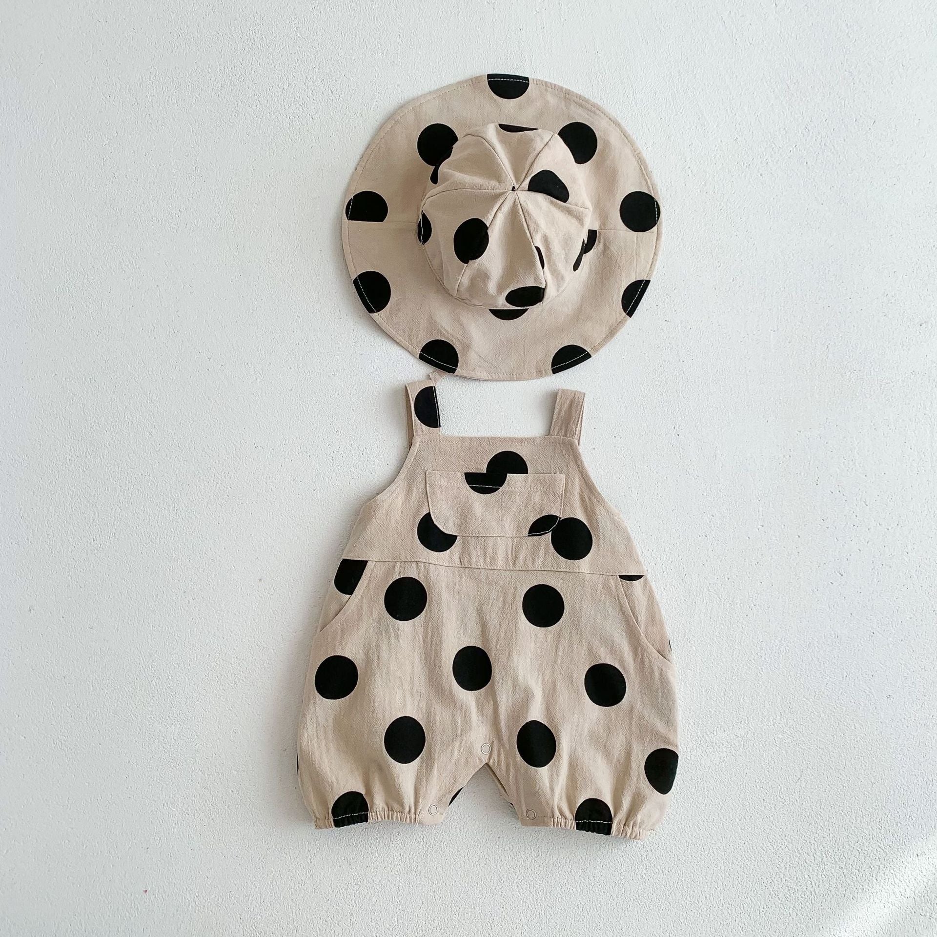 Polka Dot Sling Romper & Hat Set