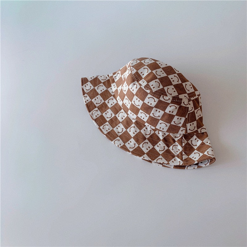 Checkered Smiley Face Bucket Hat