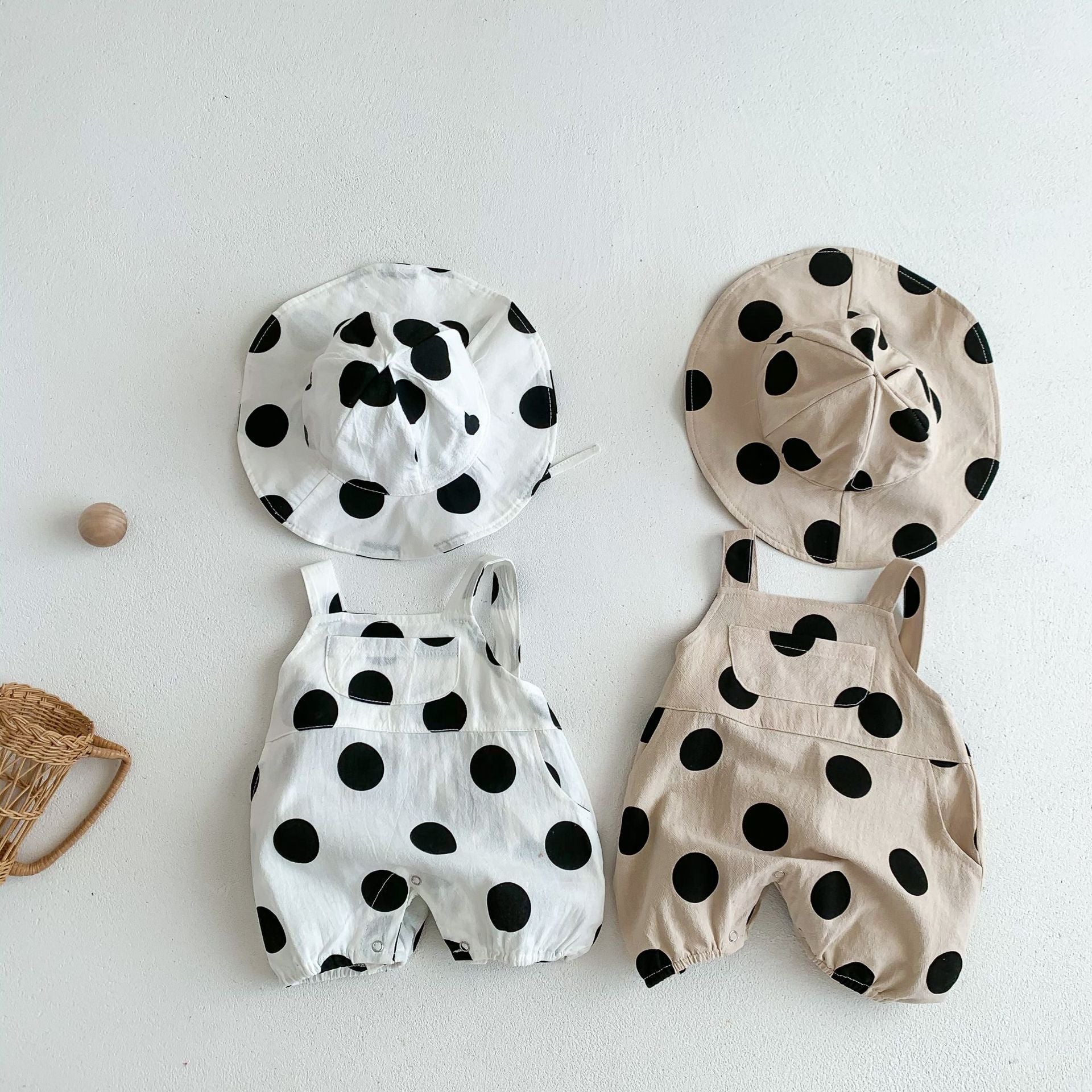 Polka Dot Sling Romper & Hat Set