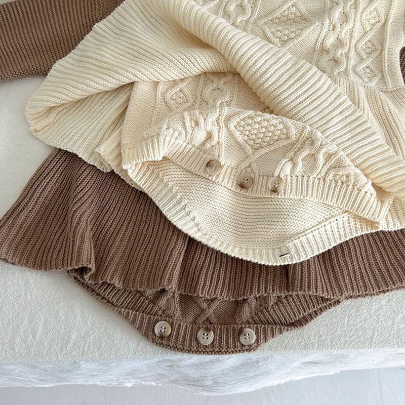 Vintage Knit Ruffle Baby Bodysuit