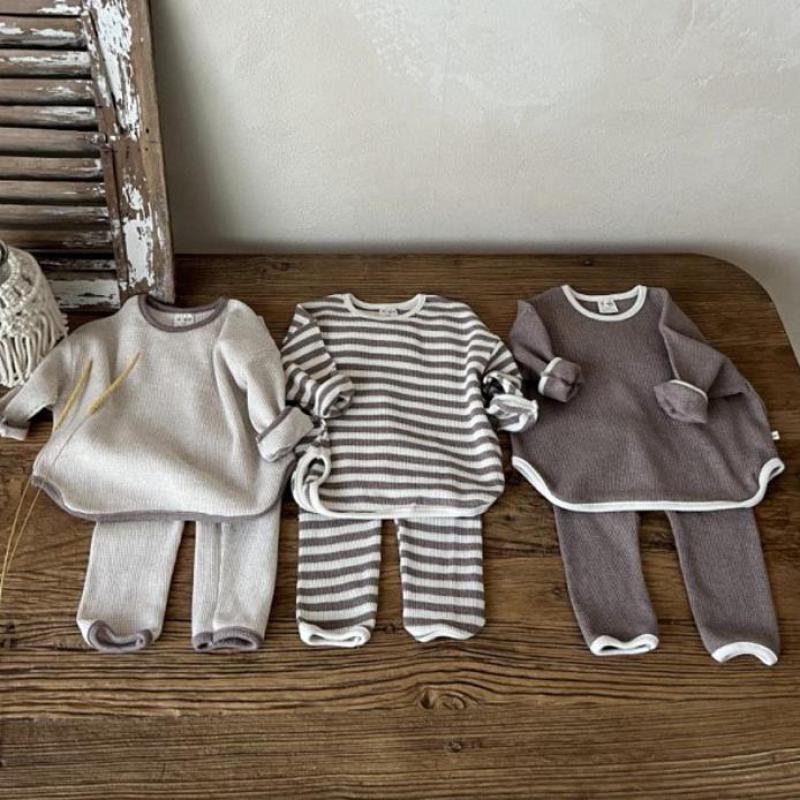 Cotton Waffle Sweatshirt & Pants Set