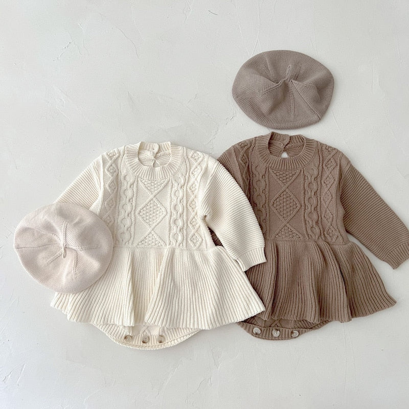 Vintage Knit Ruffle Baby Bodysuit
