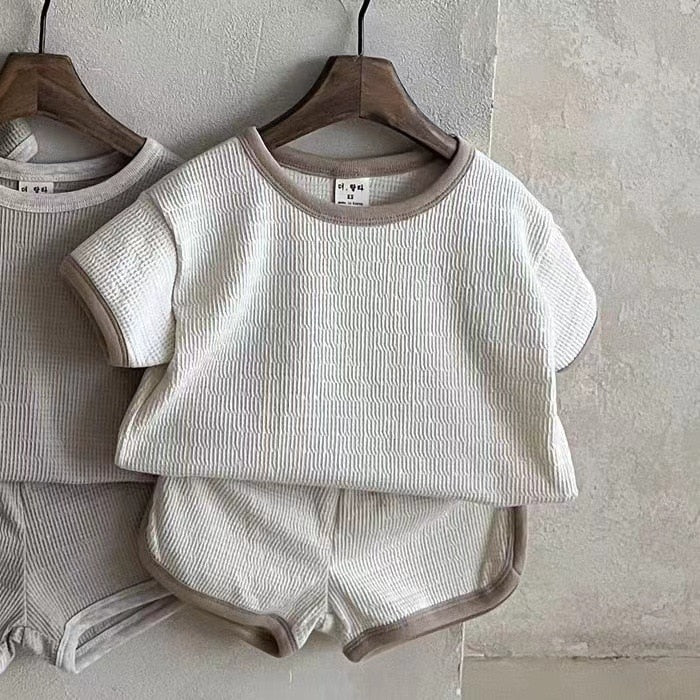 Vintage Solid Short Sleeve T-Shirt  & Shorts Set