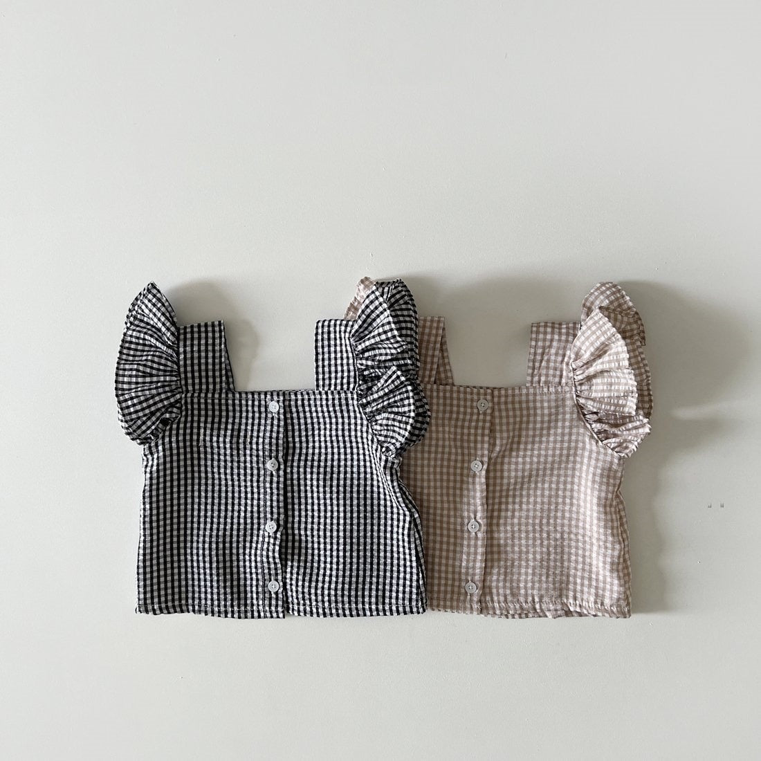 Fly Sleeve Plaid Top & Shorts Set