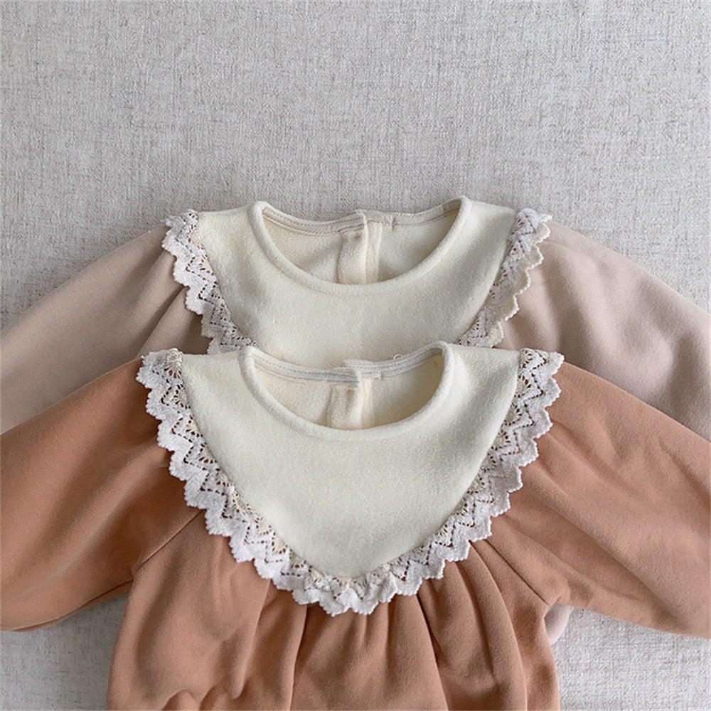 Lace Collar Long-Sleeved Romper
