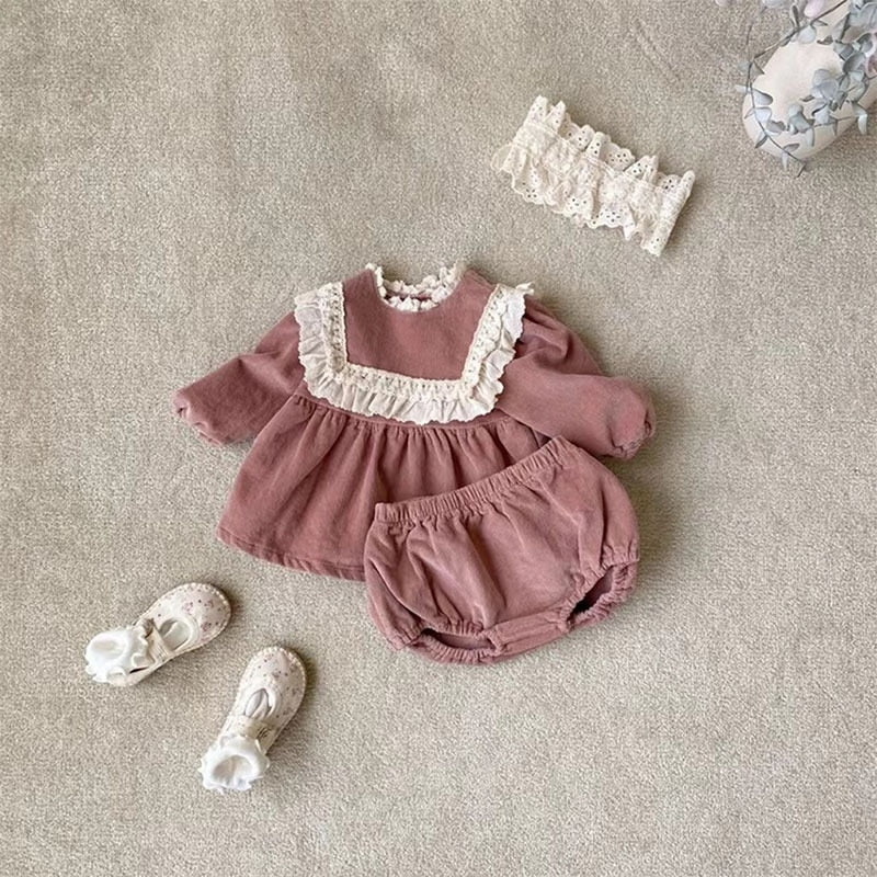 Corduroy Blouse & Bloomer Set