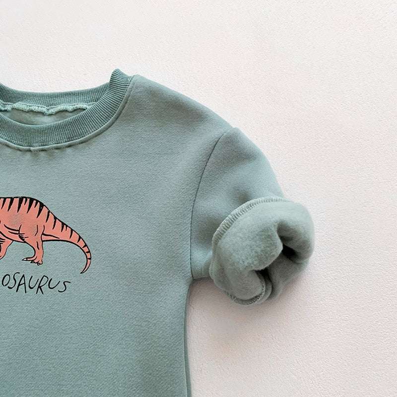 Dinosaur Long-Sleeved Button Romper