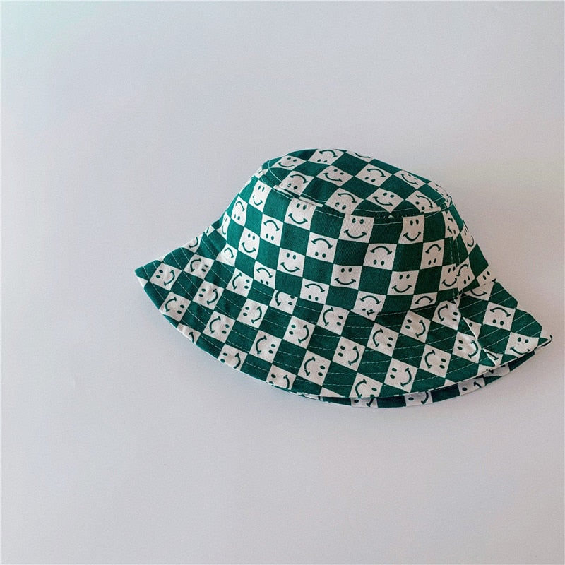 Checkered Smiley Face Bucket Hat