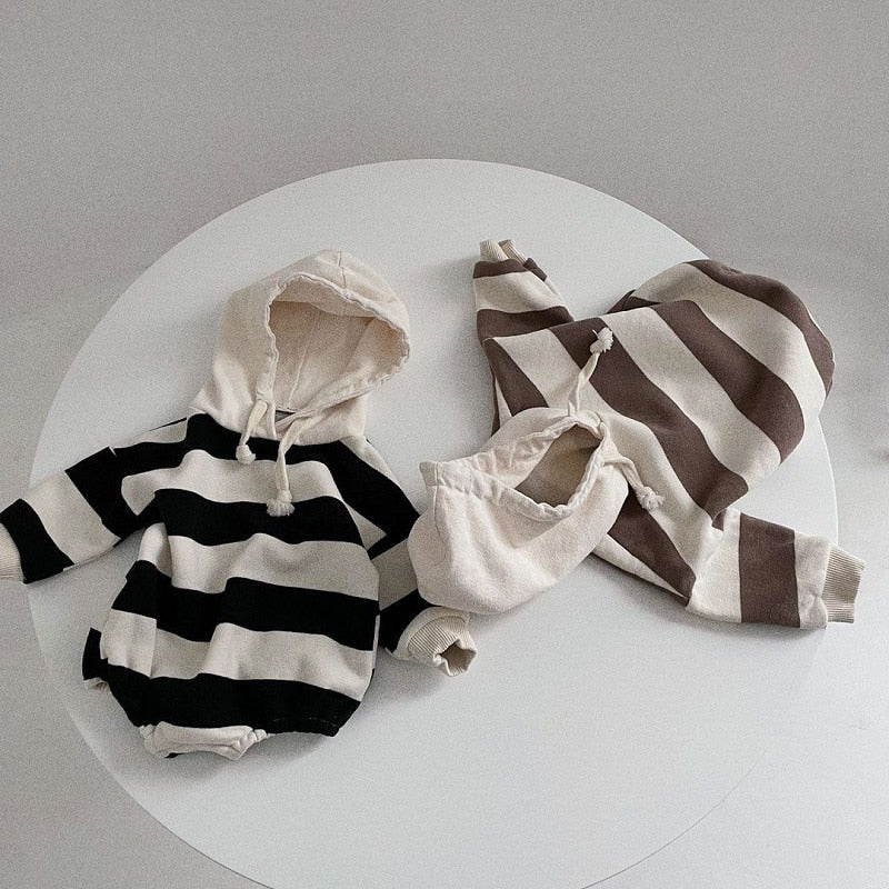Striped Hooded Romper