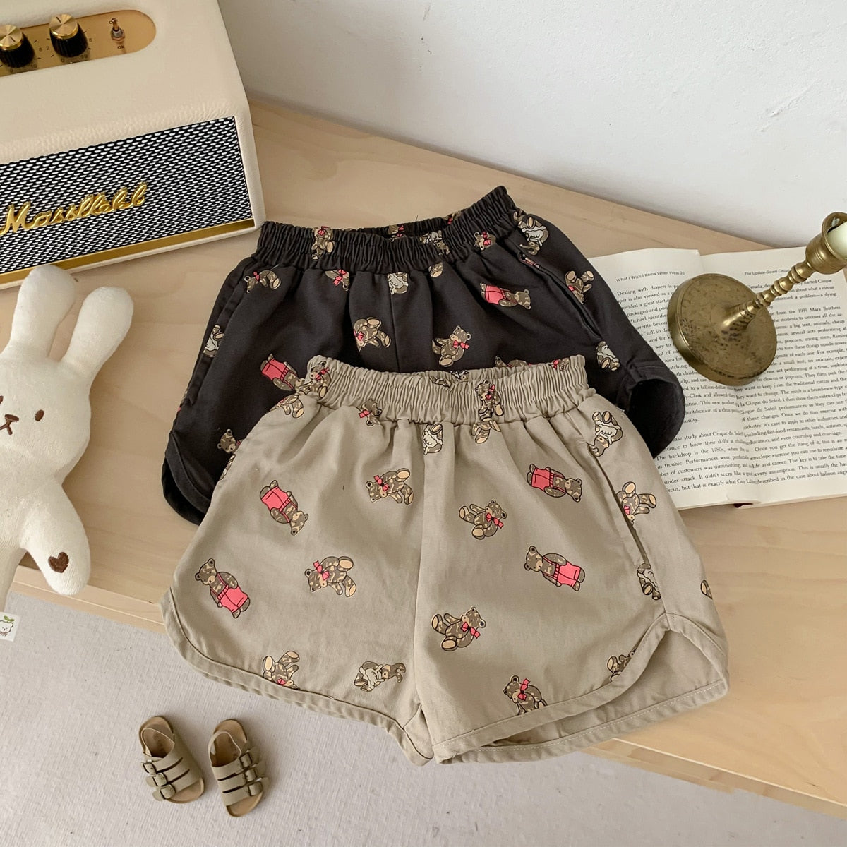 Lightweight Bear Print Shorts