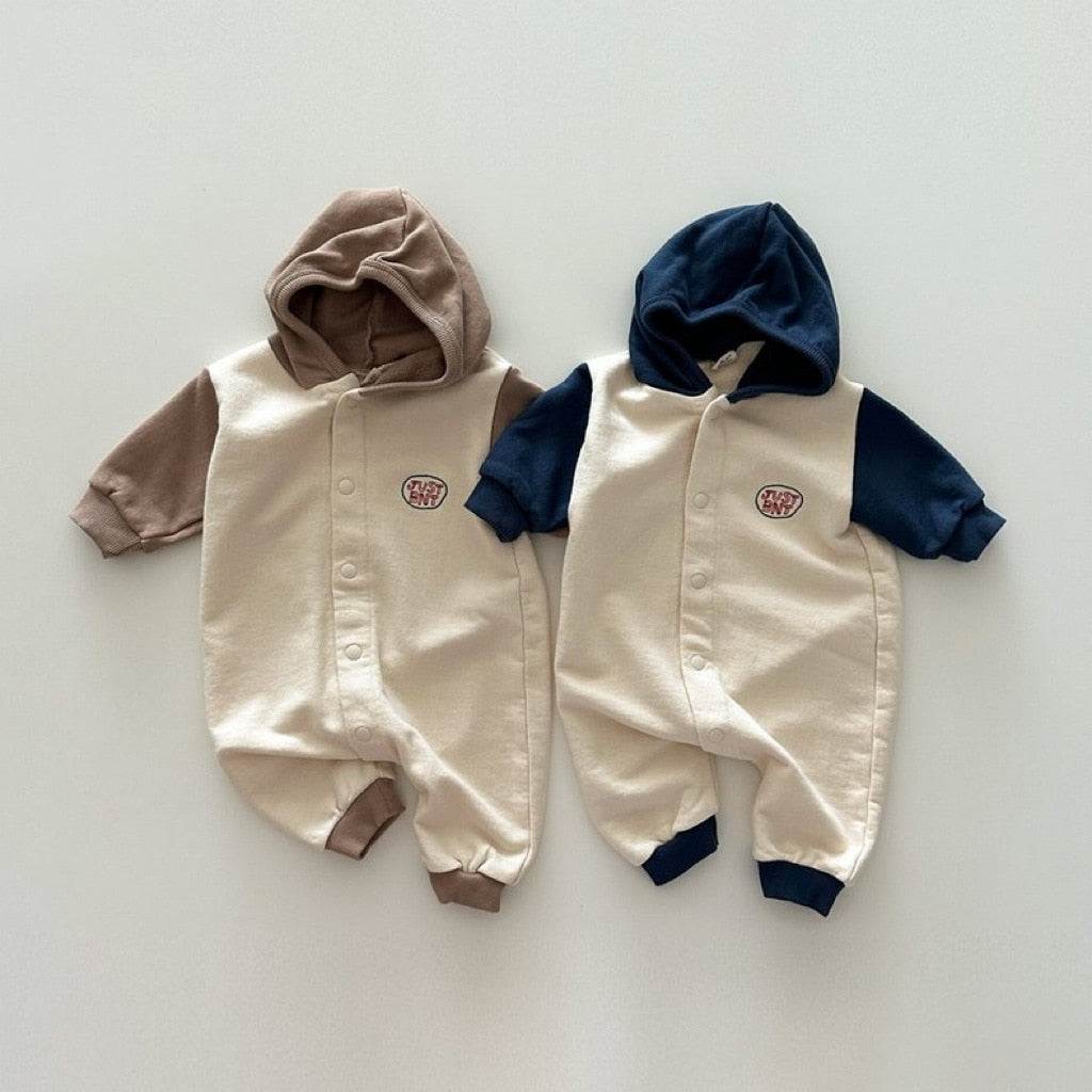Hooded Snap-Button Long-Sleeved Romper