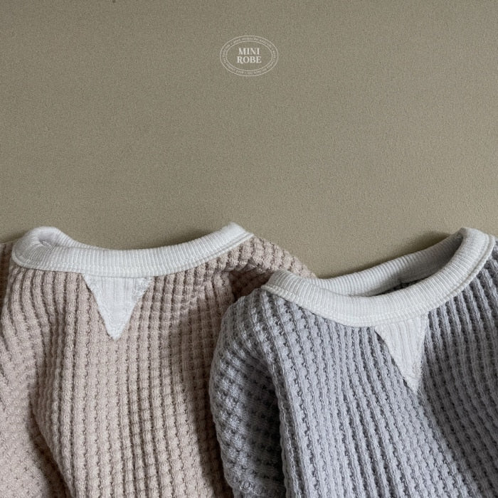 Casual Waffle Long-Sleeved Set