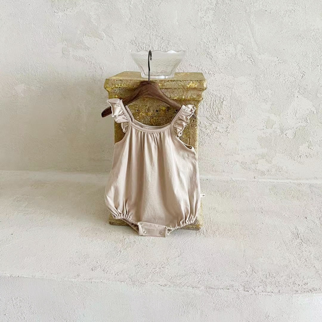 Solid Flying Sleeveless Sling Bodysuit