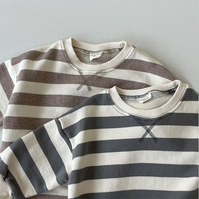 Long-Sleeved Striped Romper
