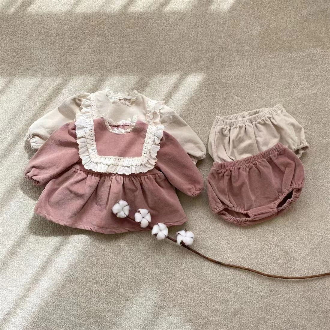 Corduroy Blouse & Bloomer Set