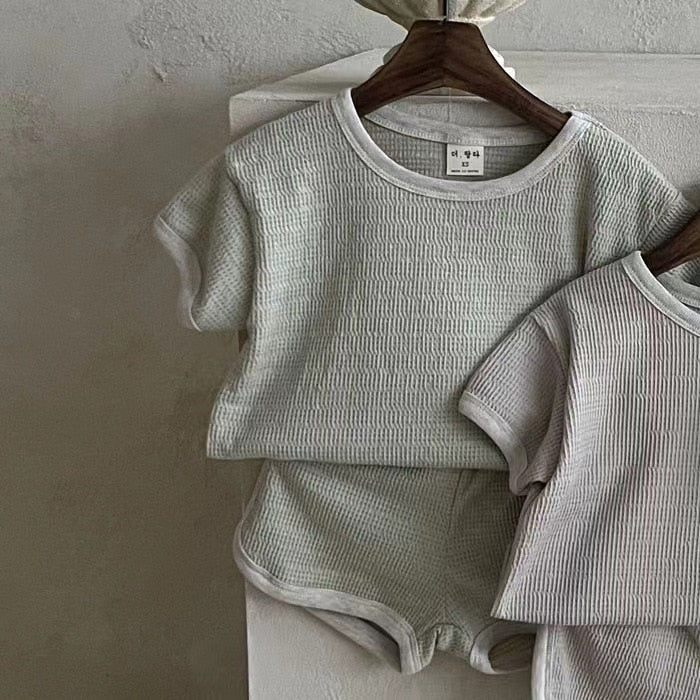 Vintage Solid Short Sleeve T-Shirt  & Shorts Set