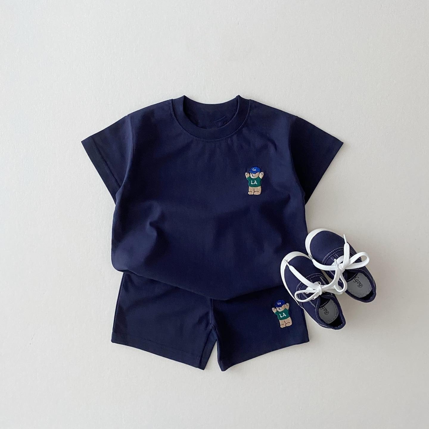 Embroidered Bear Badge Two Piece Set