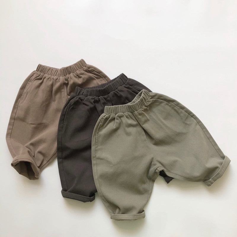 Boys Mid-Waist Cotton Cross-Pants