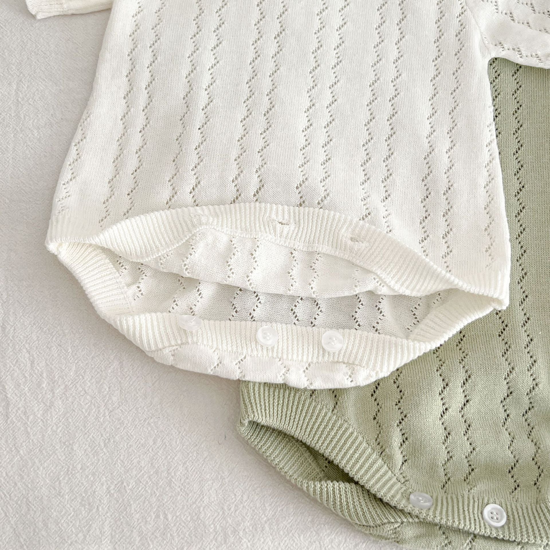 Solid Hollow Out Knitted Onsie