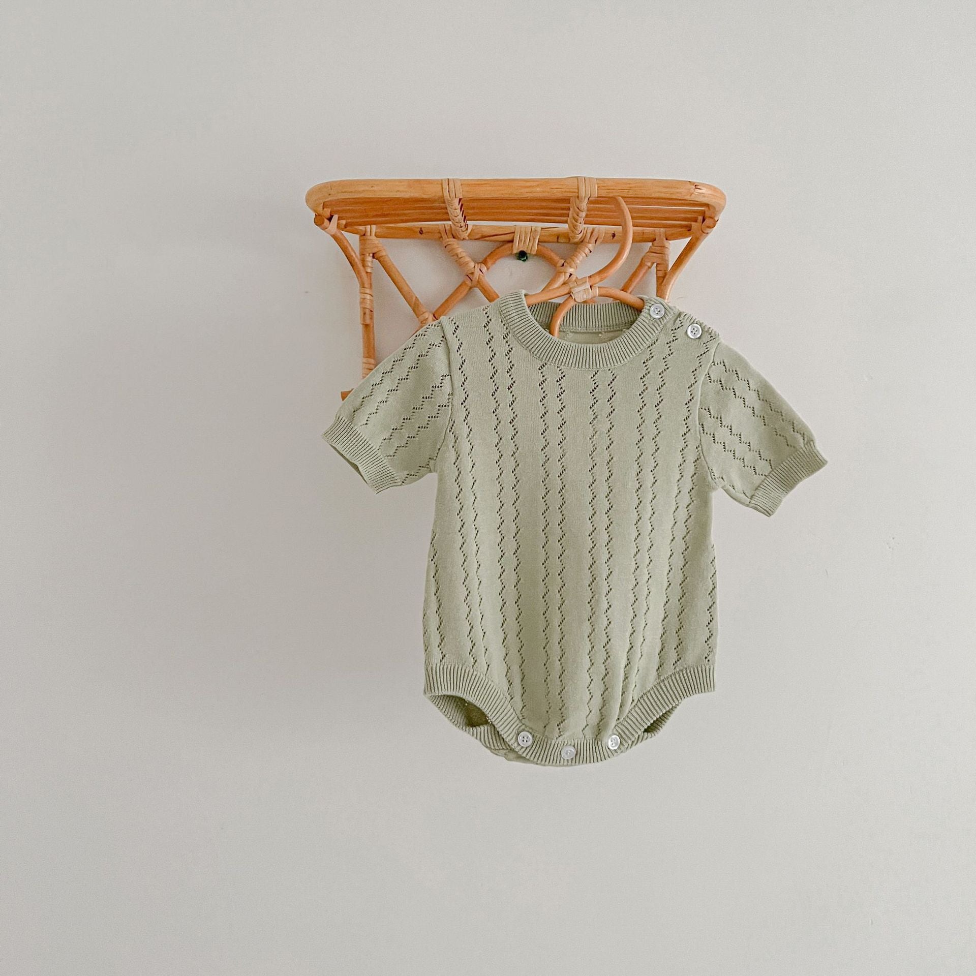 Solid Hollow Out Knitted Onsie