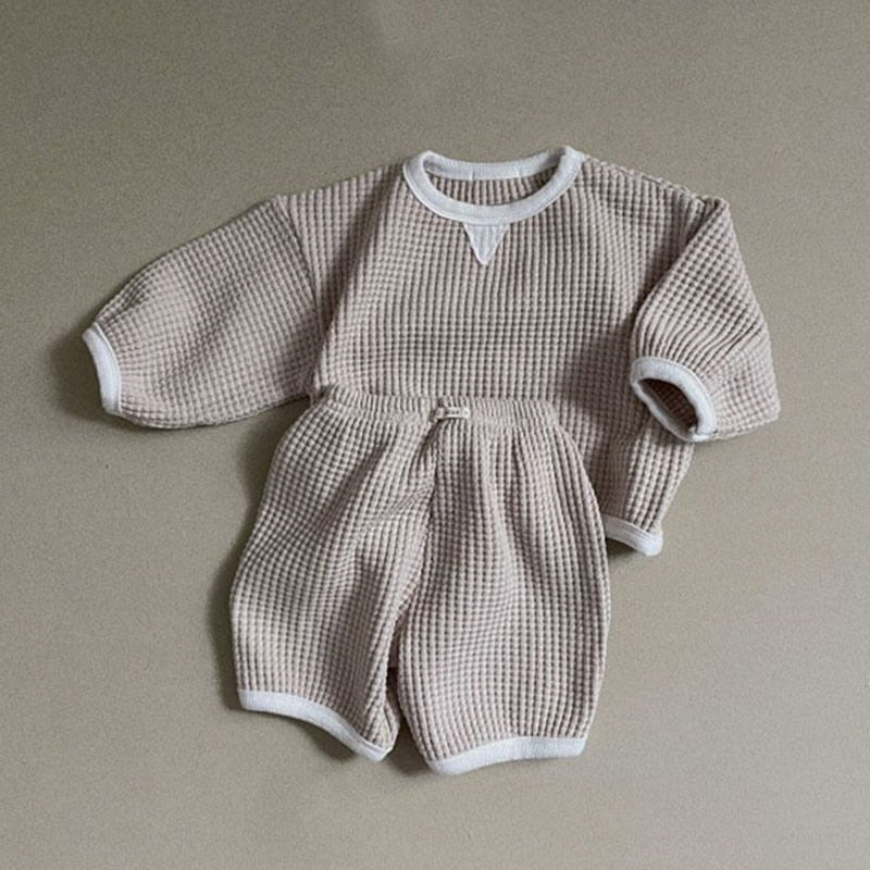 Casual Waffle Long-Sleeved Set