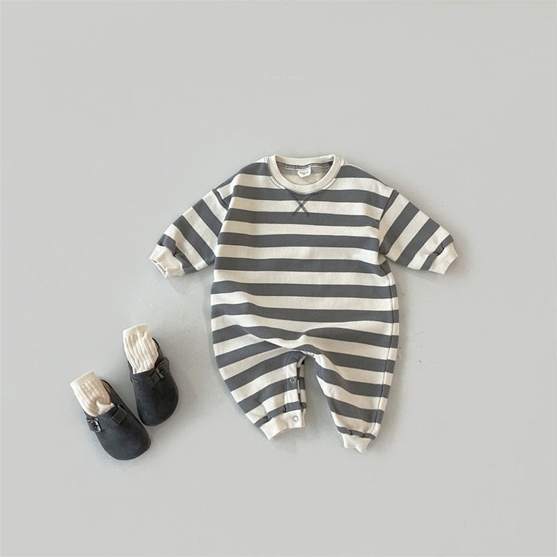 Long-Sleeved Striped Romper