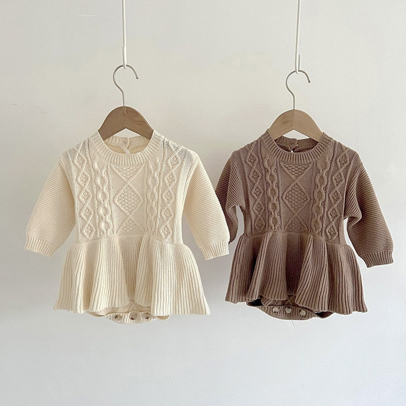 Vintage Knit Ruffle Baby Bodysuit