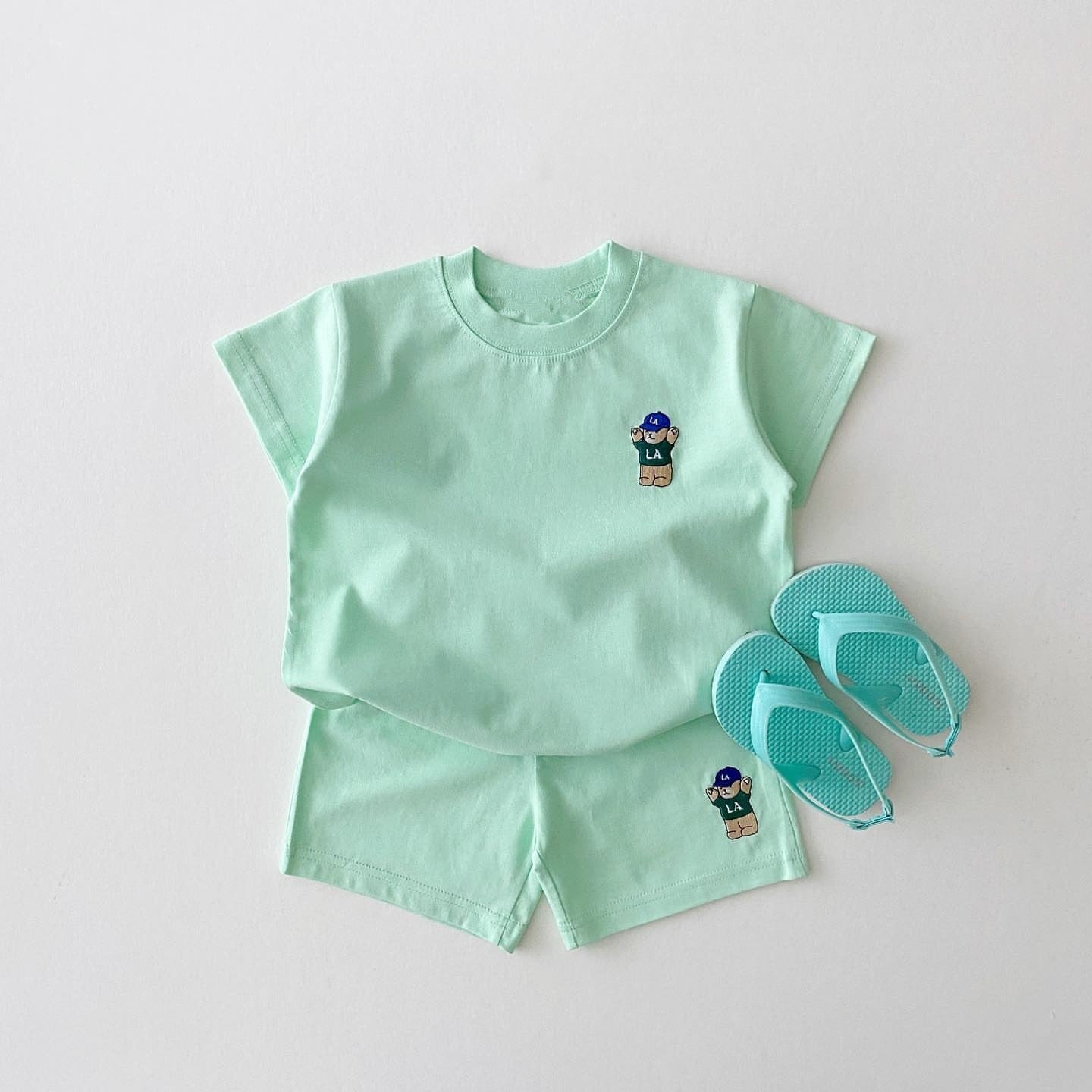 Embroidered Bear Badge Two Piece Set