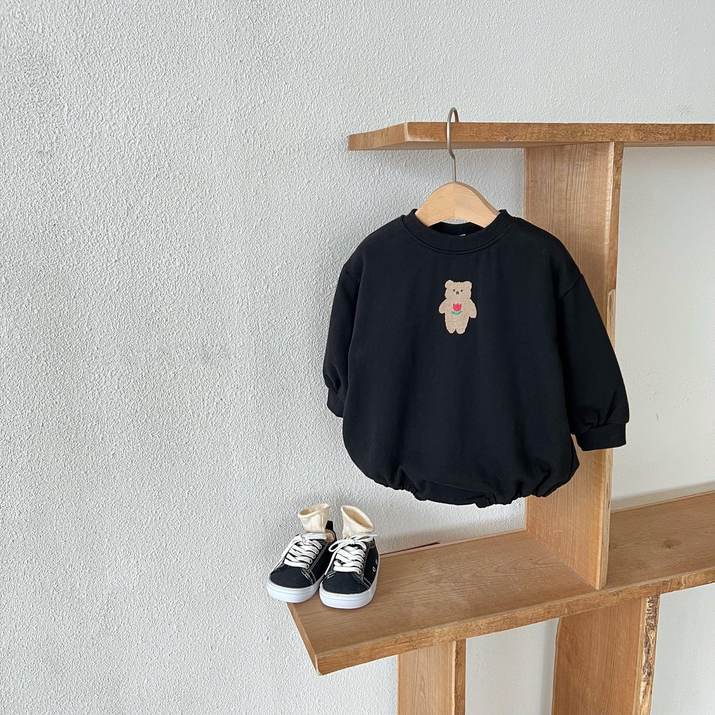 Cute Bear Onesie & Plaid Collar