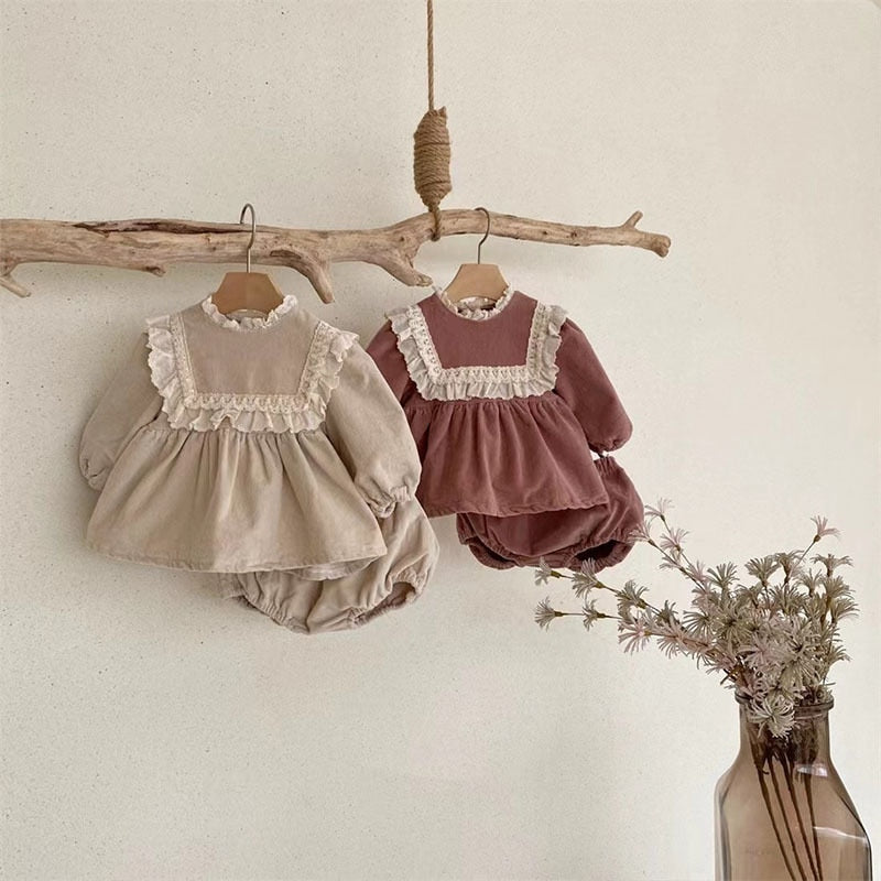 Corduroy Blouse & Bloomer Set