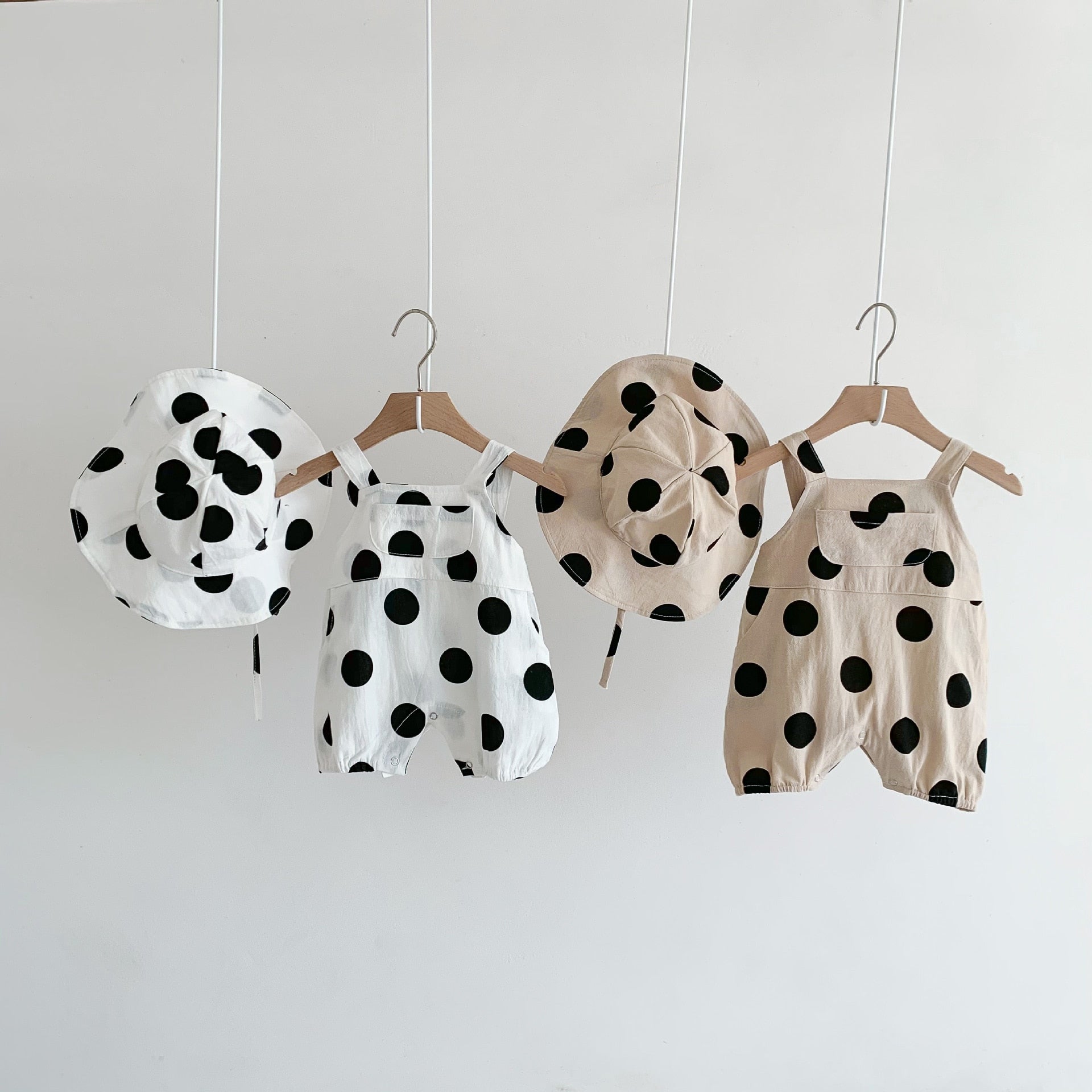 Polka Dot Sling Romper & Hat Set