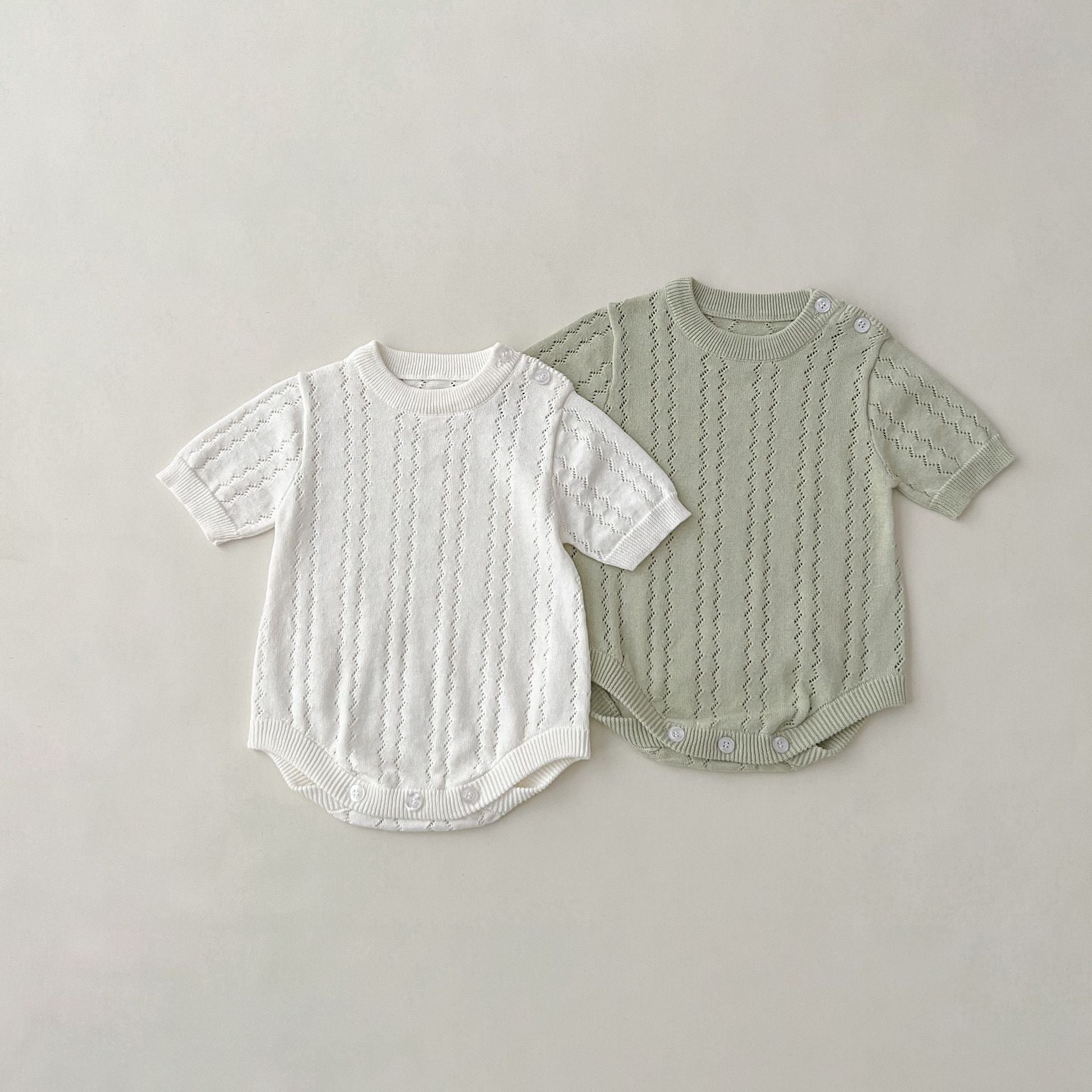 Solid Hollow Out Knitted Onsie