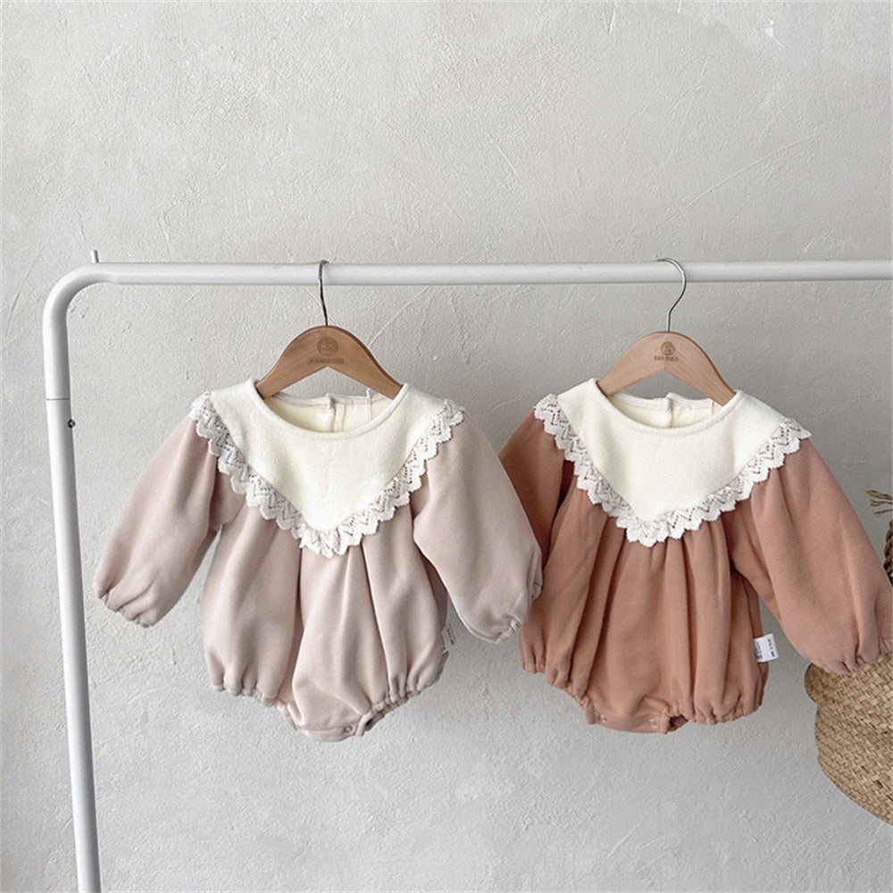Lace Collar Long-Sleeved Romper