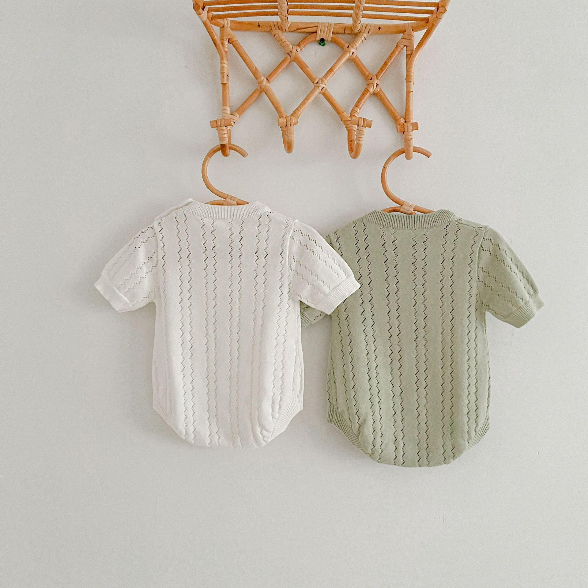 Solid Hollow Out Knitted Onsie