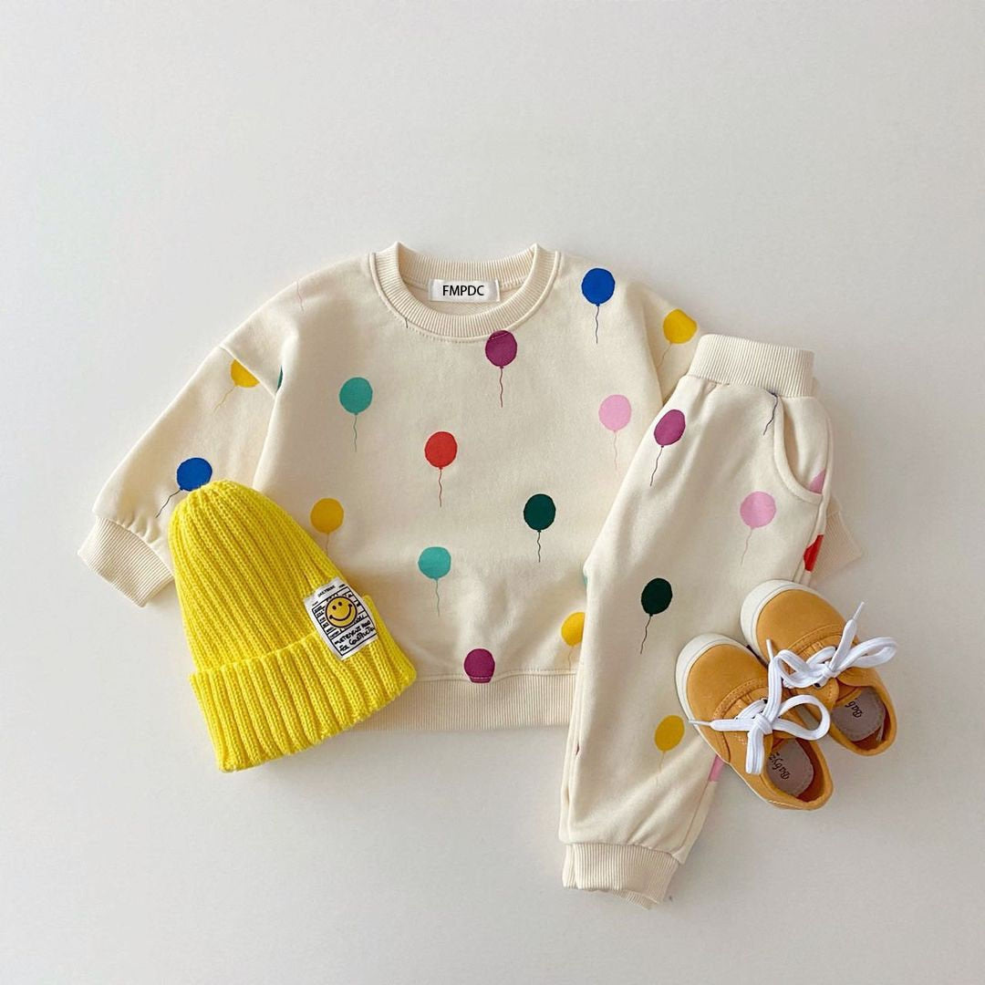Polka Dot Long-Sleeved Jogger Set
