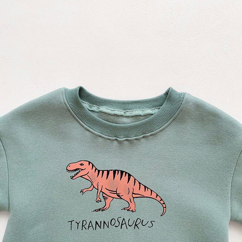 Dinosaur Long-Sleeved Button Romper