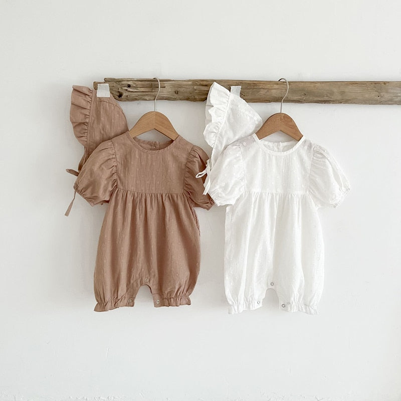 Short-Sleeve Romper With Hat