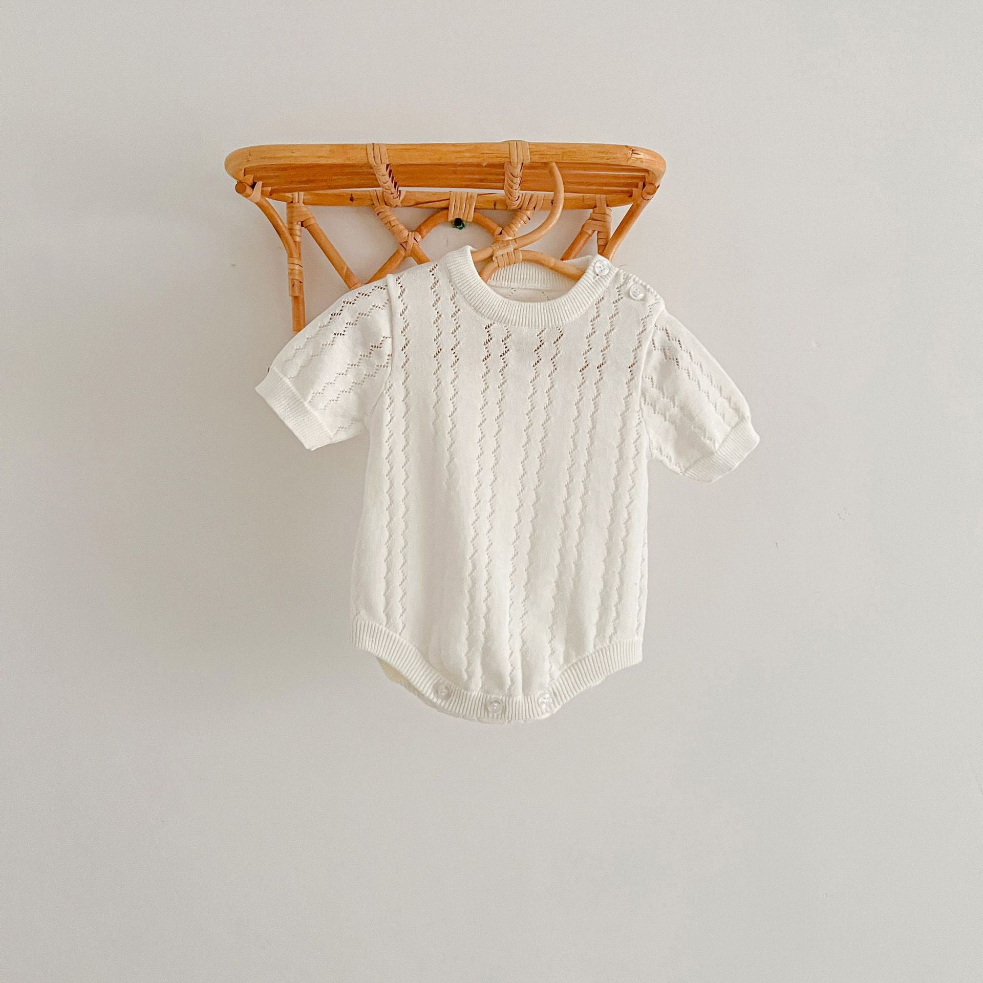 Solid Hollow Out Knitted Onsie