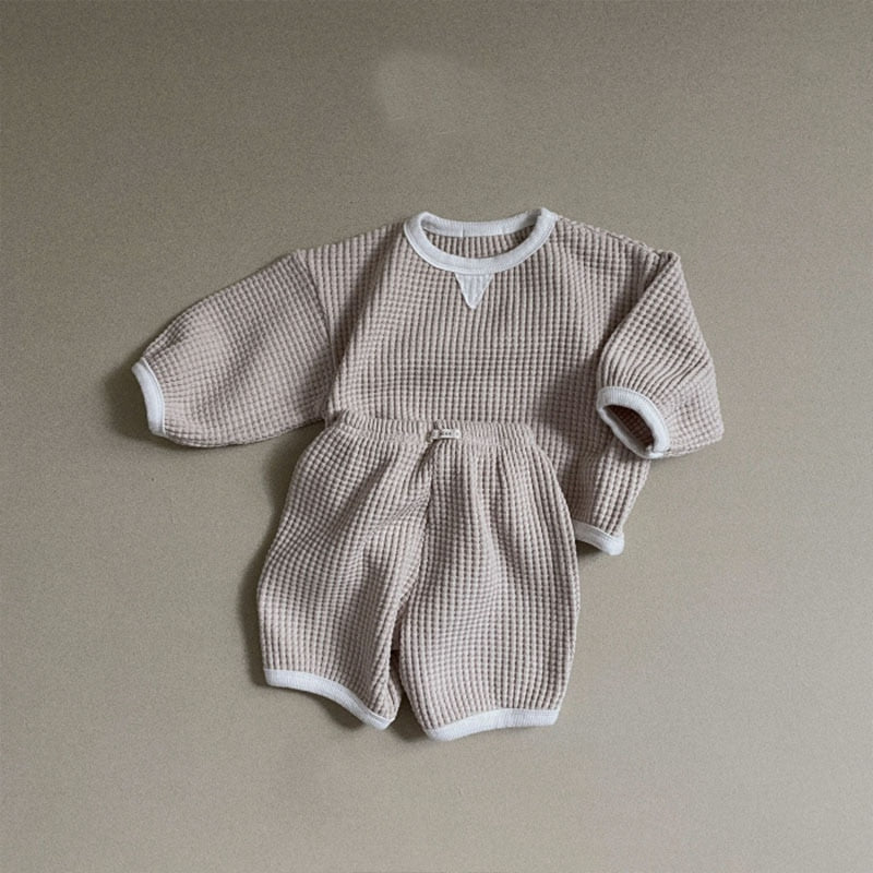 Casual Waffle Long-Sleeved Set